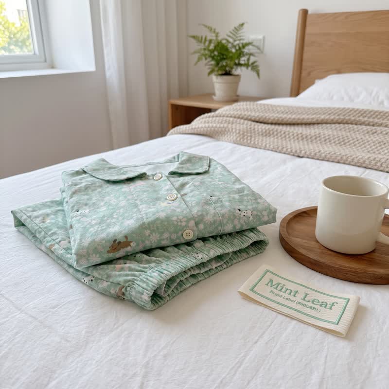 Loungewear-Set aus doppellagigem Baumwollgewebe mit Hunde-Print - image 4
