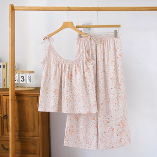 Loungewear-Set mit zartem Blumenmuster und Trägern - Rosa - XL - image 0
