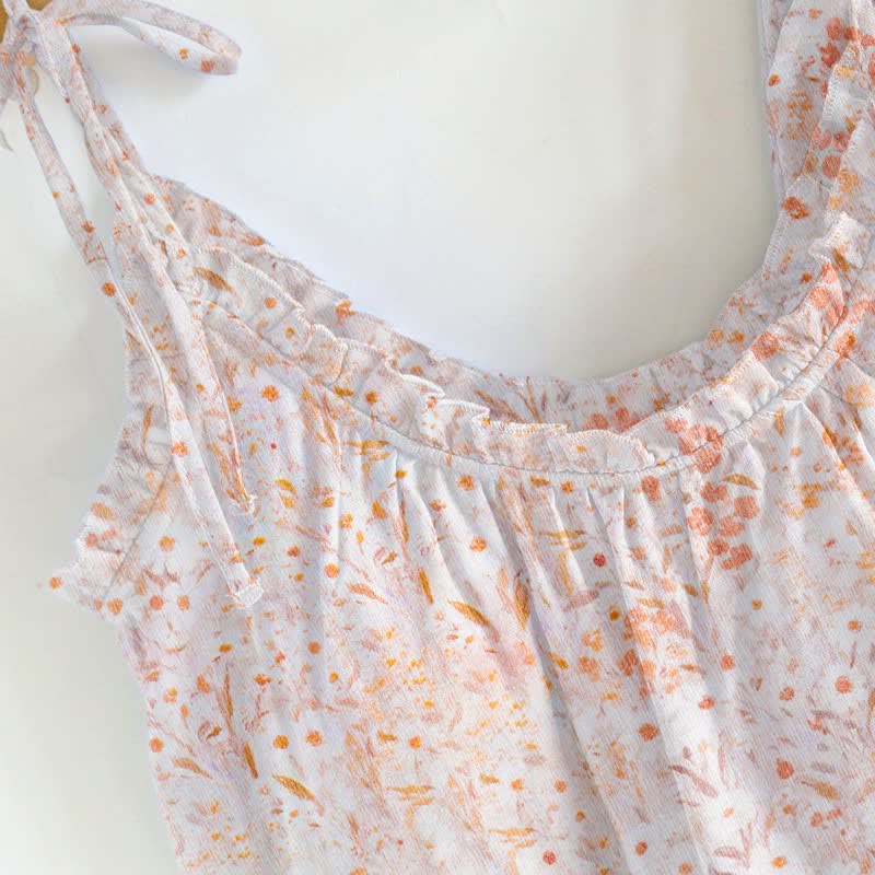 Loungewear-Set mit zartem Blumenmuster und Trägern - image 2