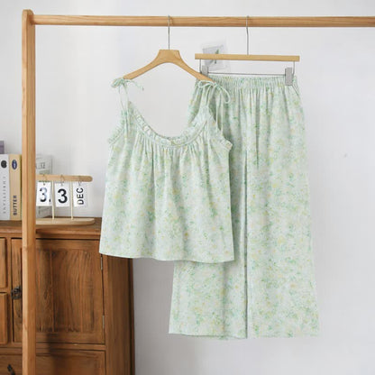 Loungewear mit Rosenmuster und Spaghettiträgern - image 1