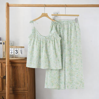 Loungewear mit Rosenmuster und Spaghettiträgern - Grün - XL - image 0