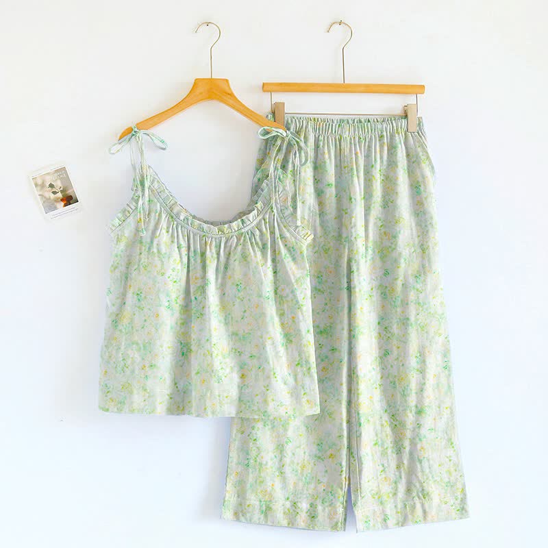 Loungewear mit Rosenmuster und Spaghettiträgern - image 2