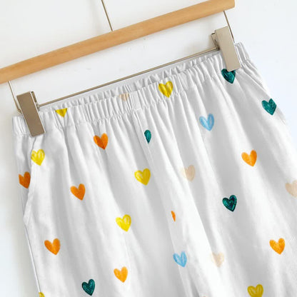 Loungewear mit Spaghettiträgern und Herzchenmuster - image 4