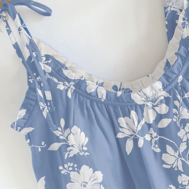 Loungewear mit botanischem Blumenmuster und Spaghettiträgern - image 1