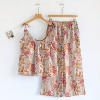 Loungewear mit rosafarbenem Blumenmuster und Spaghettiträgern - Hellrosa - XL - image 0