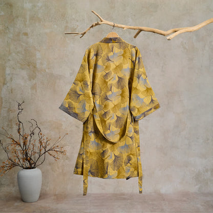 Vintage-Bademantel aus doppellagigem Baumwollgewebe mit Ginkgoblatt - image 1