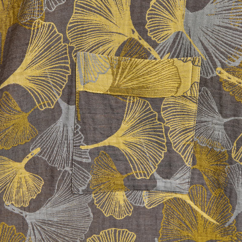 Vintage-Bademantel aus doppellagigem Baumwollgewebe mit Ginkgoblatt - image 10