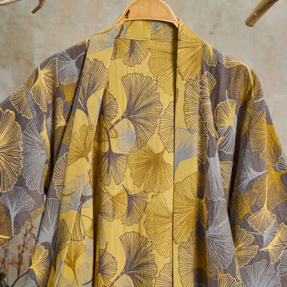 Vintage-Bademantel aus doppellagigem Baumwollgewebe mit Ginkgoblatt - image 8