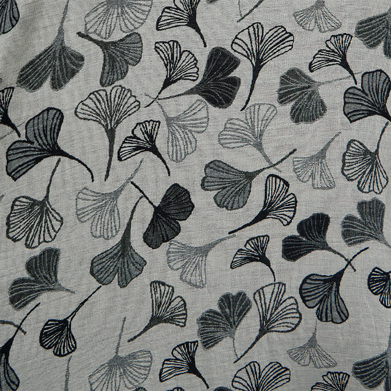 Kimono-Bademantel aus Baumwolle mit schwarzem und weißem Ginkgoblattmuster - image 13