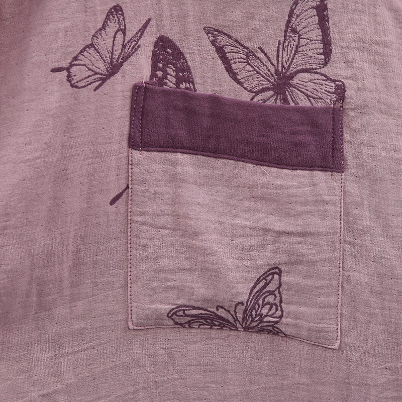 Kimono-Bademantel aus doppellagigem Baumwoll-Doppelgaze mit Schmetterlingsmotiv - image 12