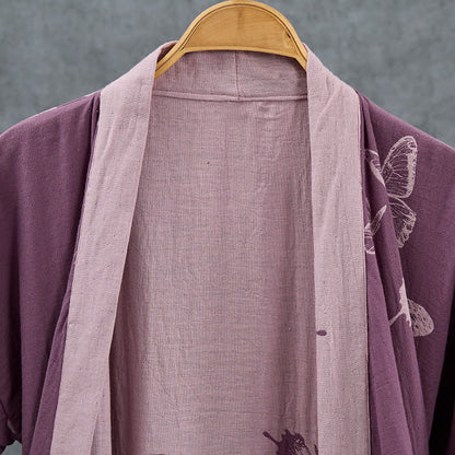 Kimono-Bademantel aus doppellagigem Baumwoll-Doppelgaze mit Schmetterlingsmotiv - image 3