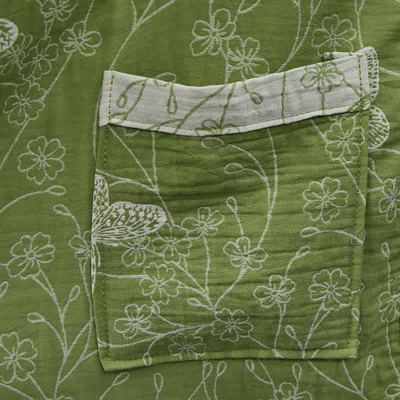Kimono-Bademantel mit botanischem Schmetterlingsmotiv in Olivgrün - image 5