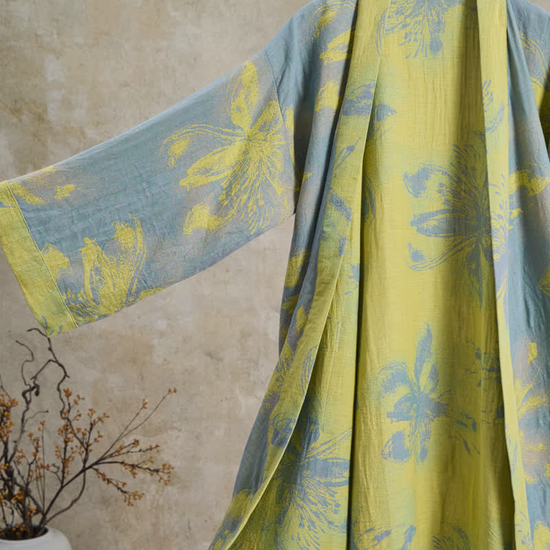 Kimono-Bademantel aus doppellagigem Baumwollgewebe mit Blumenmuster im Boho-Stil - image 2