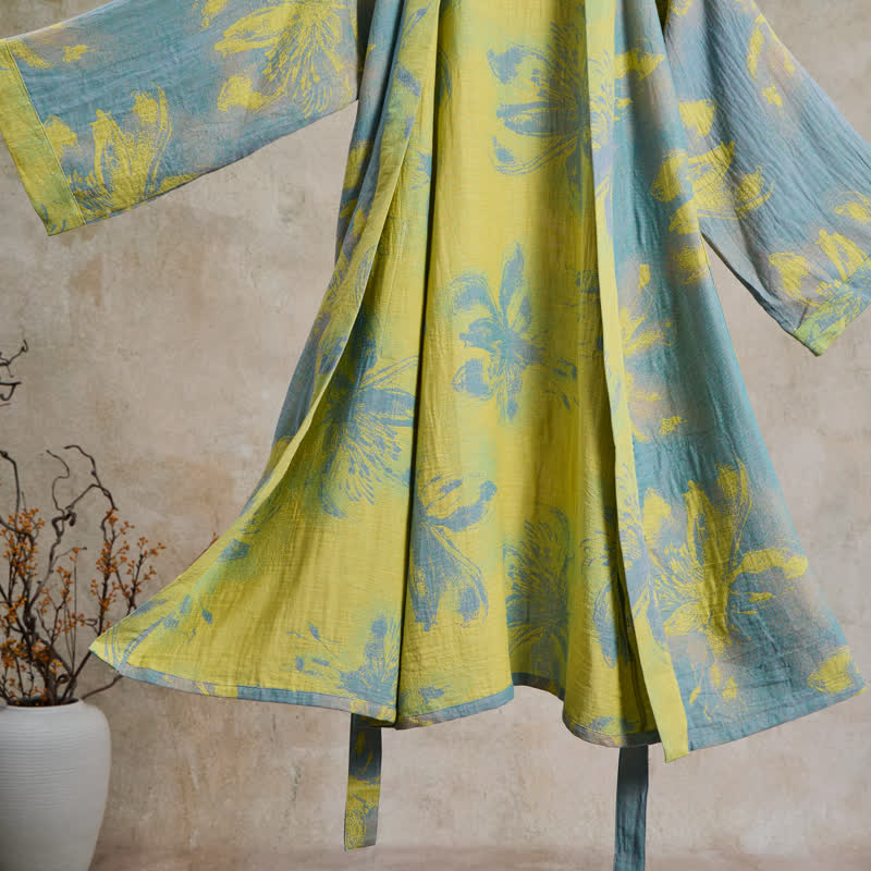 Kimono-Bademantel aus doppellagigem Baumwollgewebe mit Blumenmuster im Boho-Stil - image 4