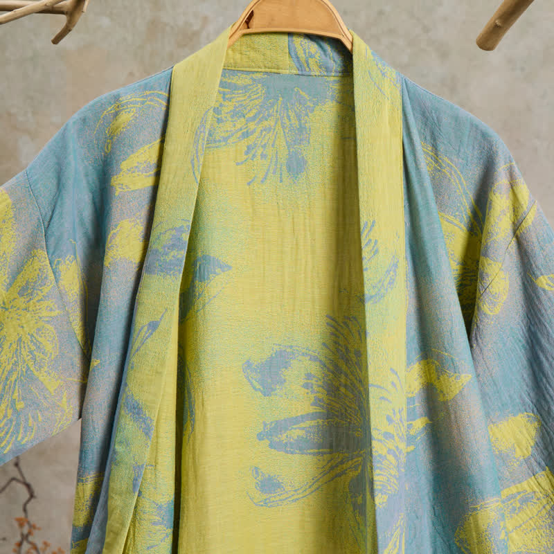 Kimono-Bademantel aus doppellagigem Baumwollgewebe mit Blumenmuster im Boho-Stil - image 3