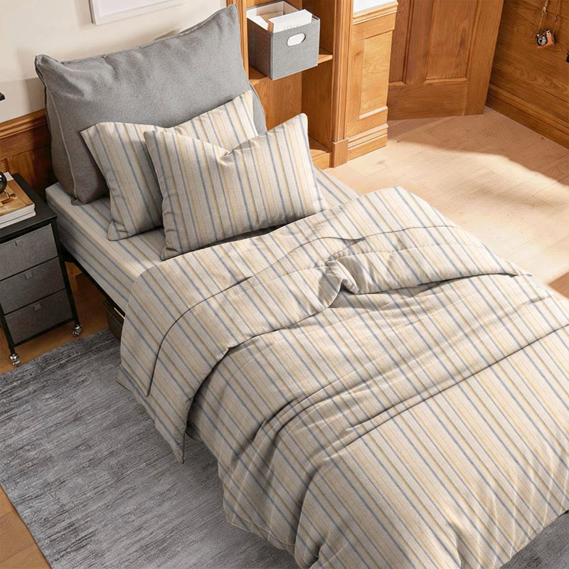 Neutral gestreiftes Twin XL Schlafsaal-Bettwäscheset - image 1