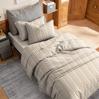 Neutral gestreiftes Twin XL Schlafsaal-Bettwäscheset - image 1