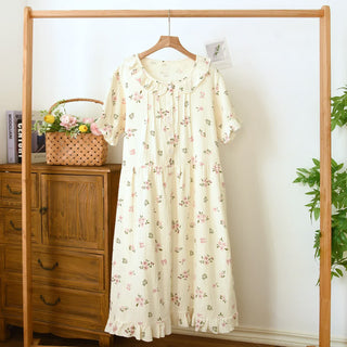 Cottagecore Rüschen-Nachthemd aus Baumwollmusselin - Beige - XL - image 0