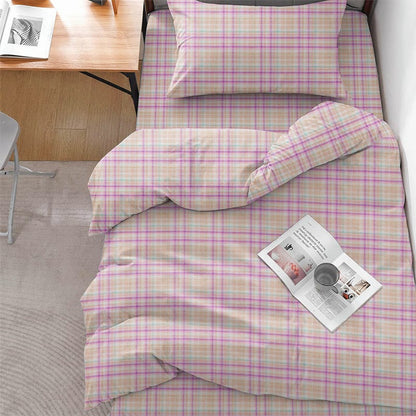 Weiches lila kariertes Twin XL Schlafsaal-Bettwäscheset - Pastelllila Karo - Twin XL - 5-teiliges Komplettset - image 0
