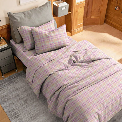 Weiches lila kariertes Twin XL Schlafsaal-Bettwäscheset - image 2