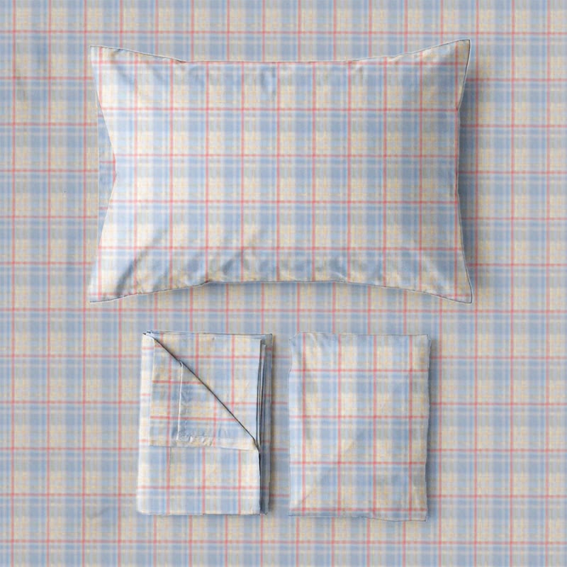 Pastellfarbenes Vichy-Karo-Bettwäscheset (Einzelbett XL) - image 5