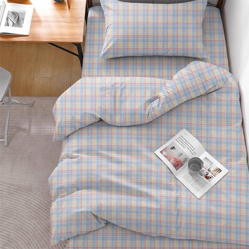 Pastellfarbenes Vichy-Karo-Bettwäscheset (Einzelbett XL) - image 1