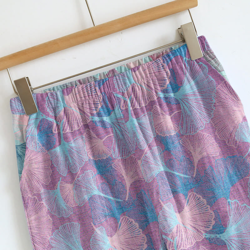 Traumhaftes Loungewear-Set mit Ginkgoblatt-Cami-Kleidung - image 3