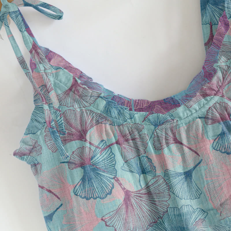 Traumhaftes Loungewear-Set mit Ginkgoblatt-Cami-Kleidung - image 7