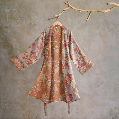 Kimono-Bademantel aus Baumwolle mit botanischem Granatapfelmuster - Rot & Grün - 2XL - image 5