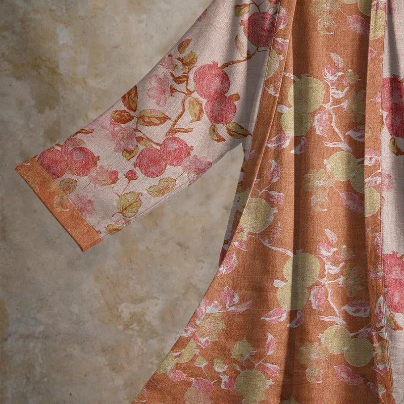 Kimono-Bademantel aus Baumwolle mit botanischem Granatapfelmuster - image 7