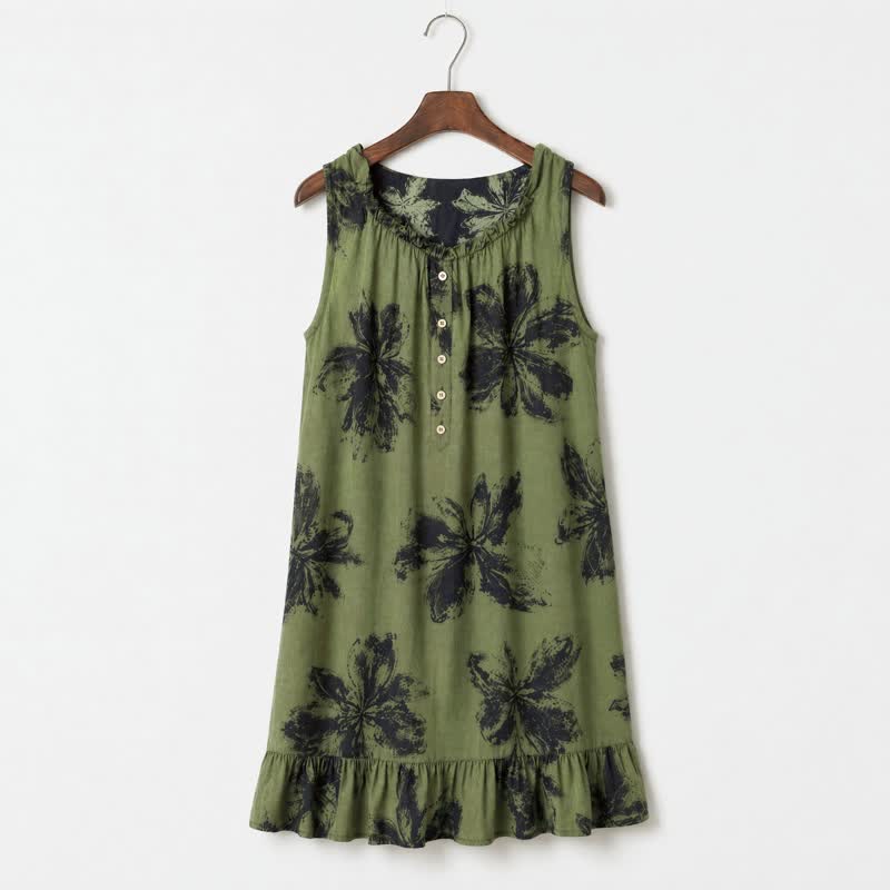 Botanisches Nocturne-Blumen-Baumwoll-Loungedress - Grün - L - image 2