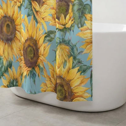 Wasserdichter Duschvorhang mit nordischem Sonnenblumenmuster - image 3