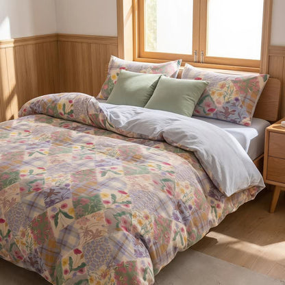 Garten-Patchwork-Bettwäsche-Set aus Baumwolle mit Blumenmuster - image 3