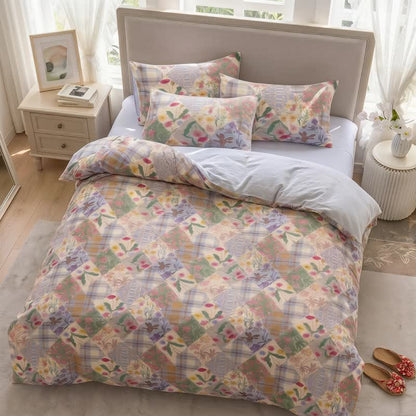 Garten-Patchwork-Bettwäsche-Set aus Baumwolle mit Blumenmuster - image 2