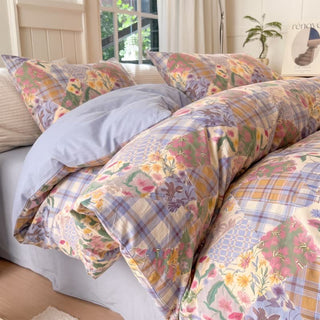 Garten-Patchwork-Bettwäsche-Set aus Baumwolle mit Blumenmuster - Mehrfarbig - König - 4-teiliges Bettwäscheset - image 0
