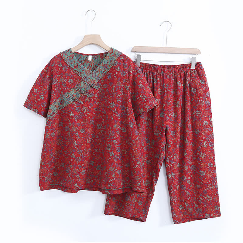 Plus Size Blumenmuster Caprihosen Loungewear - image 3