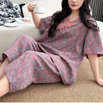 Plus Size Blumenmuster Caprihosen Loungewear - Lila - 5XL - image 17