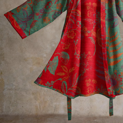 Retro-Baumwollkimono mit Blatt-Jacquardmuster - image 9
