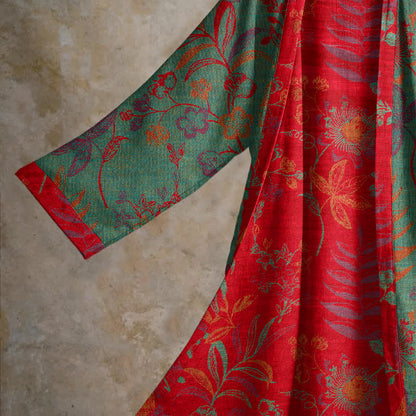 Retro-Baumwollkimono mit Blatt-Jacquardmuster - image 8