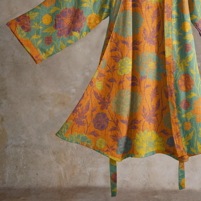 Vintage-Baumwollbademantel mit Blumenmuster - image 9