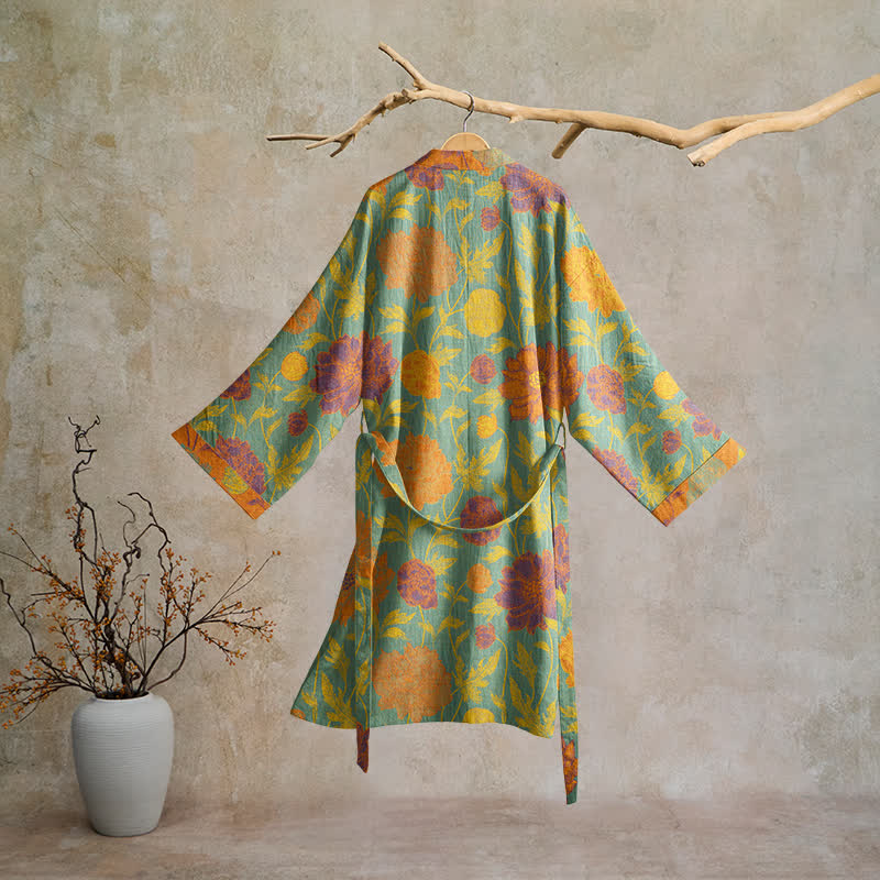 Vintage-Baumwollbademantel mit Blumenmuster - image 6