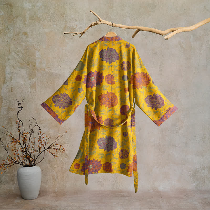 Vintage-Baumwollbademantel mit Blumenmuster - image 21