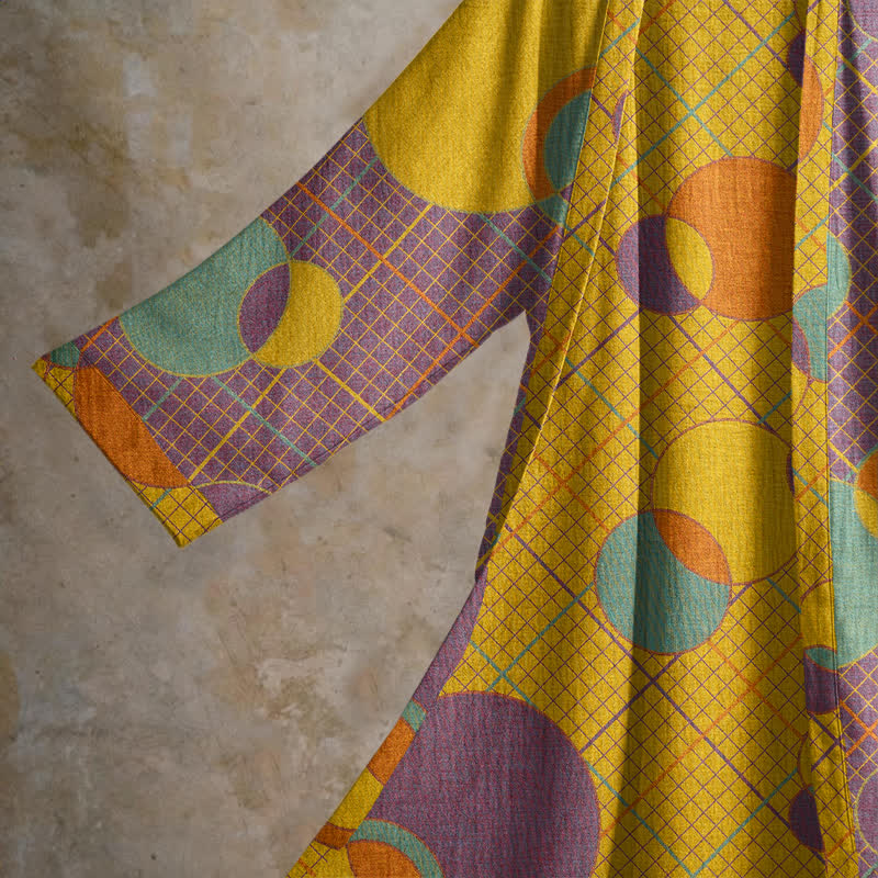 Retro-Bademantel aus Baumwolle mit geometrischem Kreis - image 3