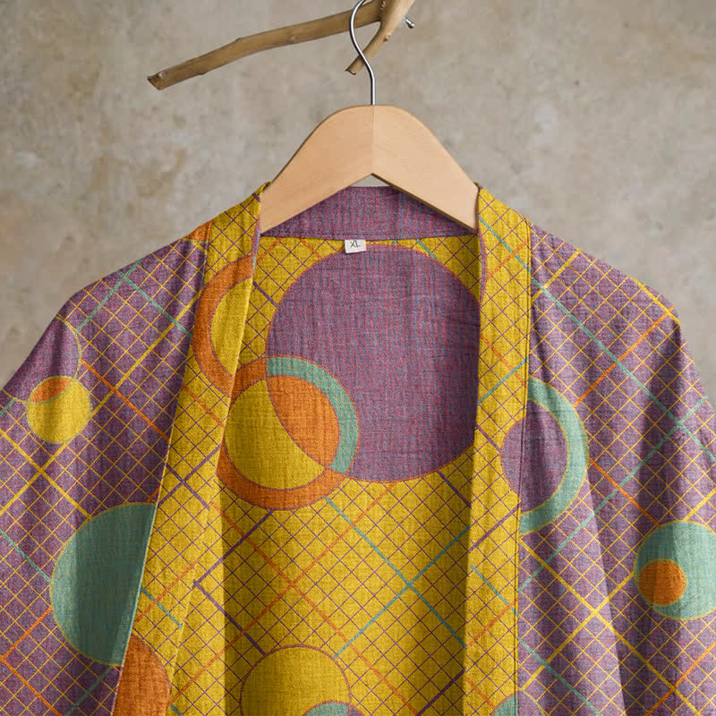 Retro-Bademantel aus Baumwolle mit geometrischem Kreis - image 2