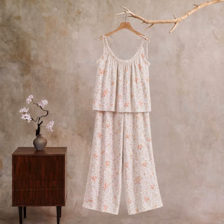 Loungewear-Set mit zartem Blumenmuster und Trägern - Rosa - XL - image 0