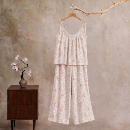 Loungewear-Set mit zartem Blumenmuster und Trägern - Rosa - XL - image 0