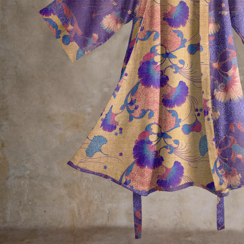 Kimono-Bademantel aus Baumwollgaze mit Blumenmuster - image 4
