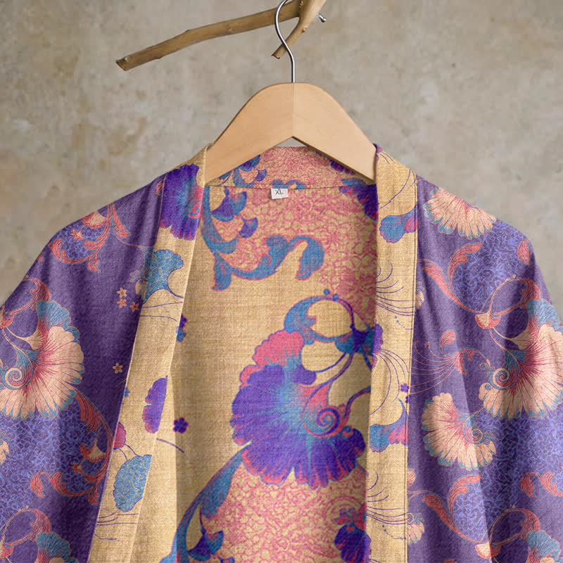 Kimono-Bademantel aus Baumwollgaze mit Blumenmuster - image 2