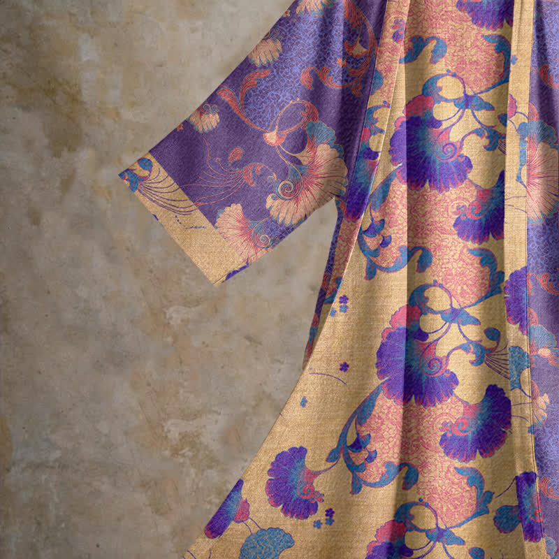 Kimono-Bademantel aus Baumwollgaze mit Blumenmuster - image 3