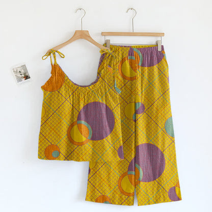 Pyjama-Set mit abstraktem Kreis-Camisole - Gelb & Lila - XL - image 4